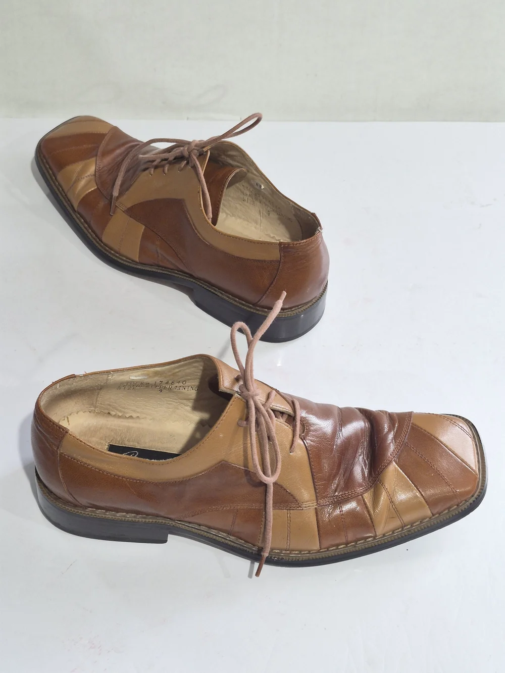 Giovanni Men's Two-Tone Brown Leather Lace-Up Dress Shoes Size 9